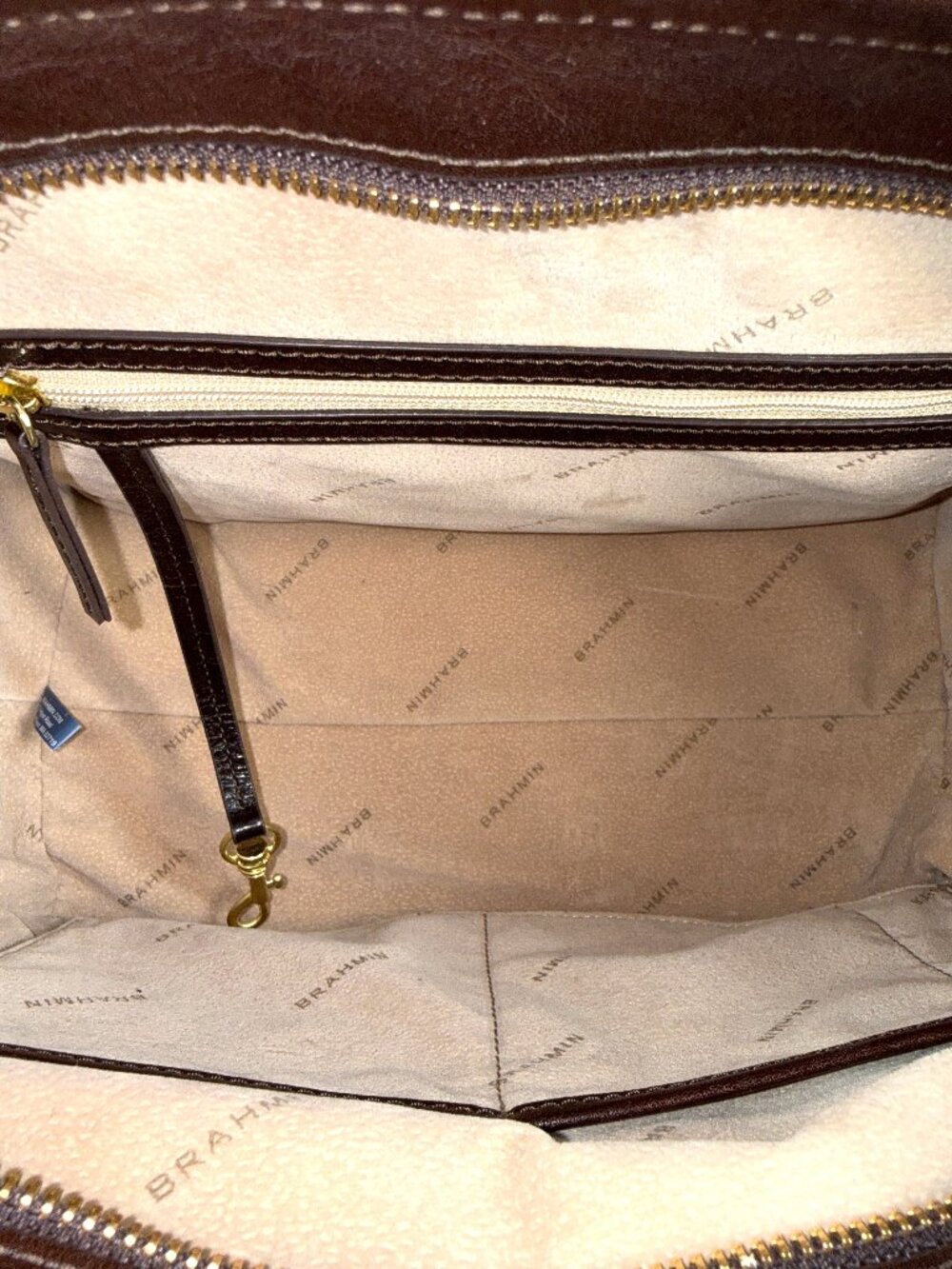Brahmin Schooner Sand Westport Rare Smooth Italian Leather Satchel Bag - Picture 13 of 15